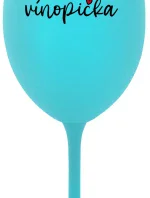VÍNOPIČKA - tyrkysová sklenice na víno 350 ml