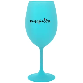 VÍNOPIČKA - tyrkysová sklenice na víno 350 ml