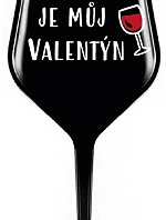 WINE IS MY VALENTINE - čierny nerozbitný pohár na víno 470 ml