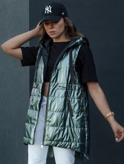 Dámská prošívaná vesta tmavě zelená Dstreet model 21979284 - FashionStreet