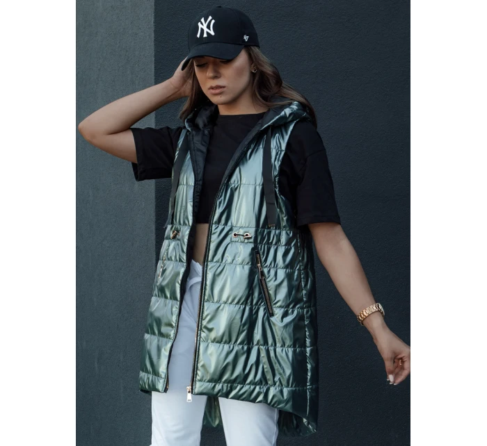 Dámska prešívaná vesta PIXIECODE tmavozelená FashionStreet TY4445