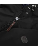 Čierno-šedá nepremokavá dámska bunda parka (m-923)