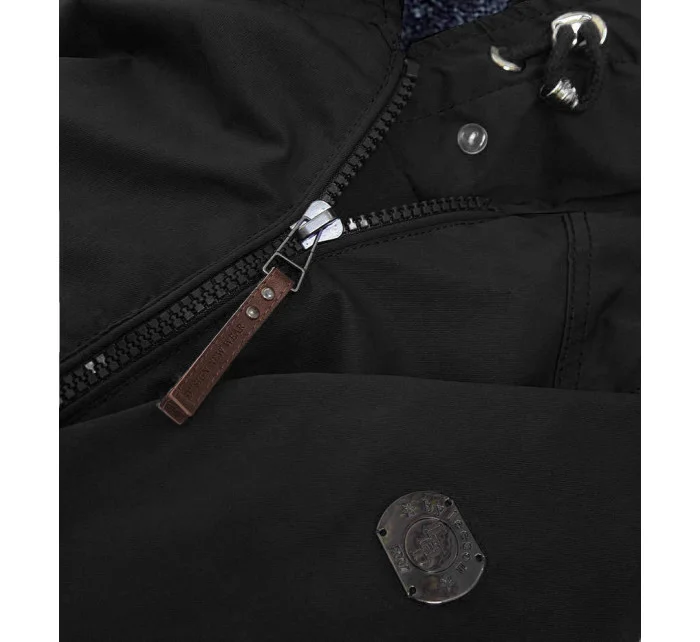 Čierno-šedá nepremokavá dámska bunda parka (m-923)