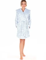 Dámsky župan s kapucňou Flora Short 4856 Patterned Ice Blue - Vestis