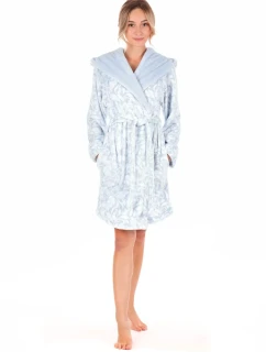 Dámsky župan s kapucňou Flora Short 4856 Patterned Ice Blue - Vestis