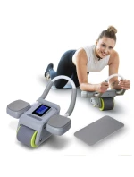 KA08 SIVÁ ABS AUTOMATICKÉ BRUŠNÉ SVALOVÉ CVIČENIE KOLESO S LCD DISPLEJOM A NABÍJANIE HMS