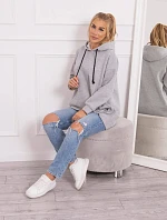 Zateplená mikina so zapínaním na cvoky sivá