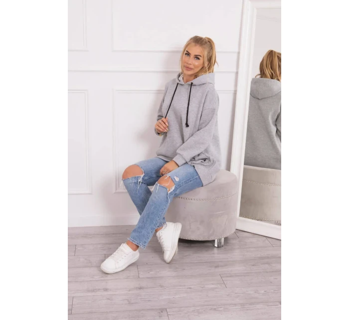 Zateplená mikina so zapínaním na cvoky sivá