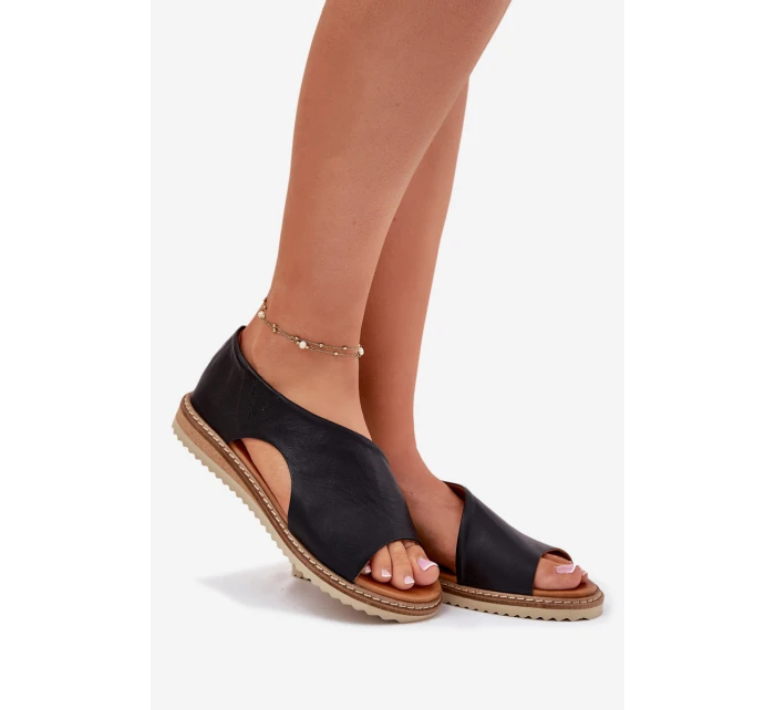 Kožené dámské sandály model 21698416 černé - Artiker
