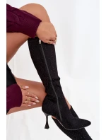 Kozaki Damskie Na Szpilce Ze Zdobieniem D&A JC52-883 Czarne