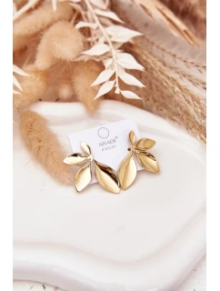 Velké dámské náušnice listy zlaté