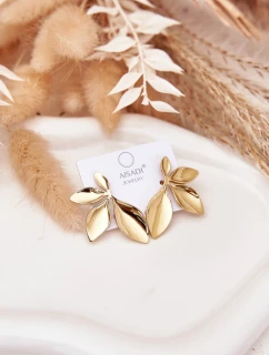 Velké dámské náušnice listy zlaté