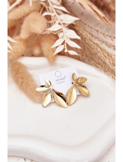 Velké dámské náušnice listy zlaté