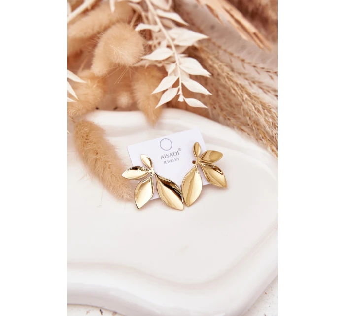 Velké dámské náušnice listy zlaté
