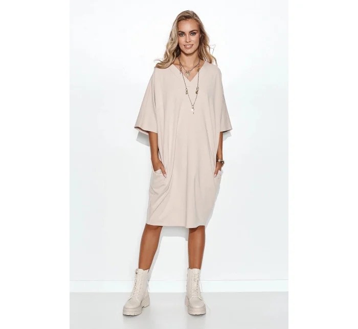 Denní šaty model 20275042 béžové - Makadamia Denní šaty model 20275042 béžové - Makadamia