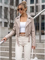 Dámska bunda v štýle Ramones s koženým opaskom, béžová, FashionStreet TY5719