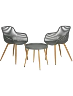 BALKÓNOVÝ NÁBYTOK SET STÔL A 2 STOLIČKY SIVÝ