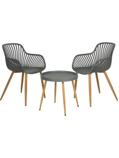 BALKÓNOVÝ NÁBYTOK SET STÔL A 2 STOLIČKY SIVÝ