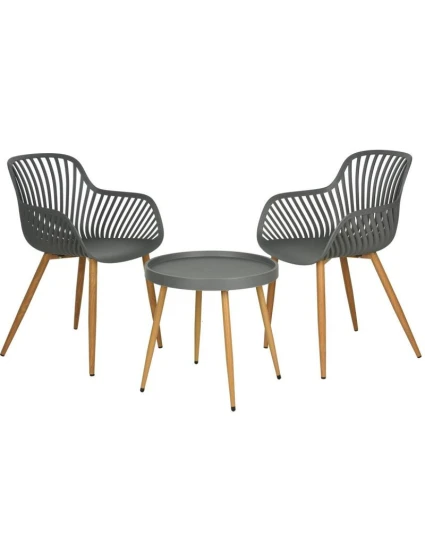 BALKÓNOVÝ NÁBYTOK SET STÔL A 2 STOLIČKY SIVÝ