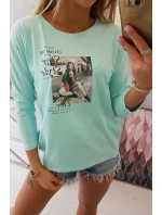 Halenka s potiskem Star Style v mátové barvě Halenka s potiskem Star Style v mátové barvě