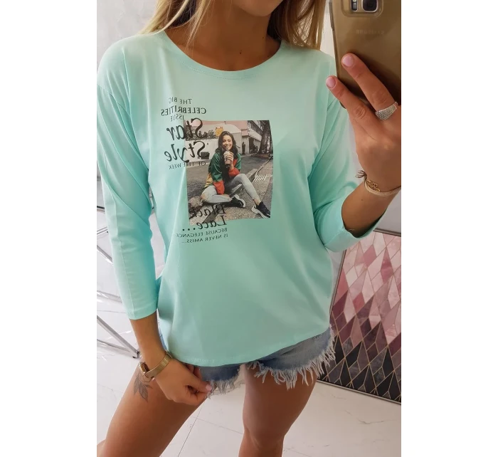 Halenka s potiskem Star Style v mátové barvě Halenka s potiskem Star Style v mátové barvě