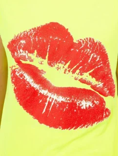 Halenka s potiskem rtů žlutá model 18744349 - K-Fashion