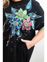 Dámske Plus veľkosť tunika s kvetinovým vzorom a dekoratívne korálky zelená