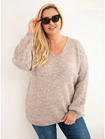 Dámský svetr Plus Size s vlnou a výstřihem do V fango Dámský svetr Plus Size s vlnou a výstřihem do V fango