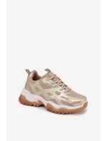 Buty Sportowe Sneakersy Damskie Big Star SS274014 HI-POLY SYSTEM Beżowo-Złote Buty Sportowe Sneakersy Damskie Big Star SS274014 HI-POLY SYSTEM Beżowo-Złote