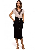 S206 Top s čipkovým výstrihom - béžový