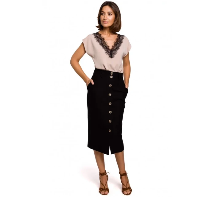 S206 Top s čipkovým výstrihom - béžový