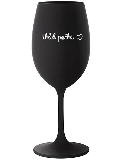 LIEČBA ČAKÁ - čierny pohár na víno 350 ml