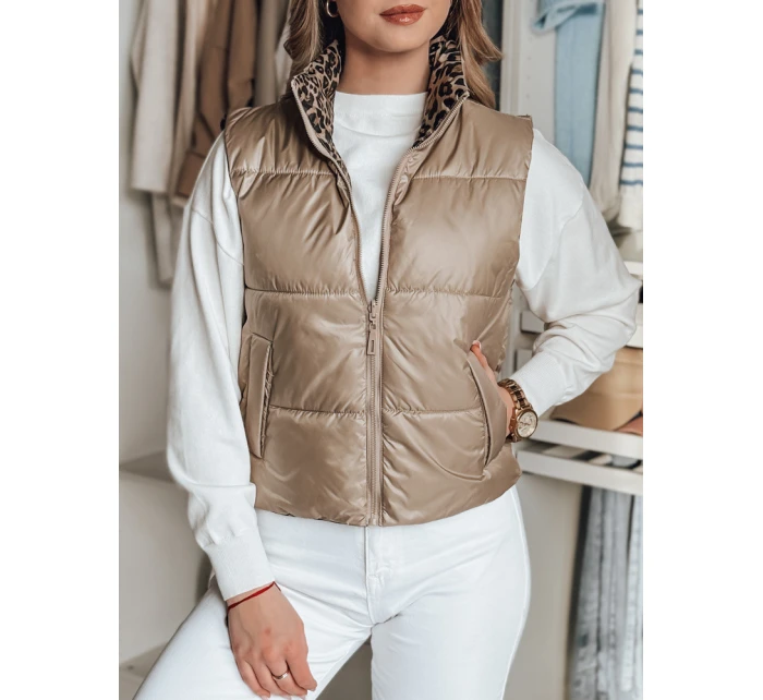Dámská krátká oboustranná vesta camel Dstreet model 21984380 - FashionStreet Dámská krátká oboustranná vesta camel Dstreet model 21984380 - FashionStreet
