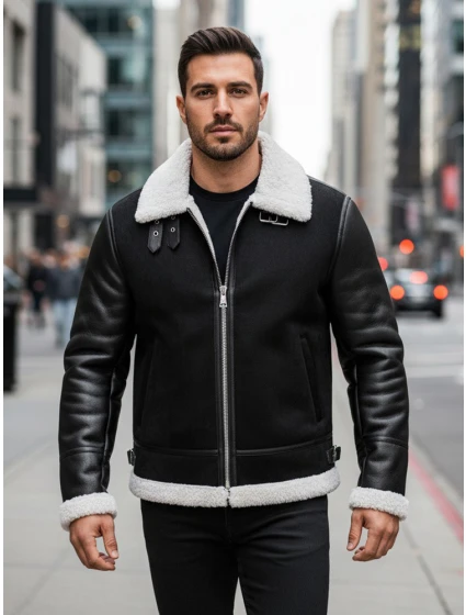 Pánská kožená bunda černá Dstreet model 21991994 - FashionStreet