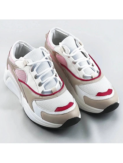 Růžové šněrovací sneakersy s barevnými vsadkami model 17174185