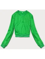 Tenká krátká zelená dámská tepláková mikina model 18378938 - J.STYLE Tenká krátká zelená dámská tepláková mikina model 18378938 - J.STYLE