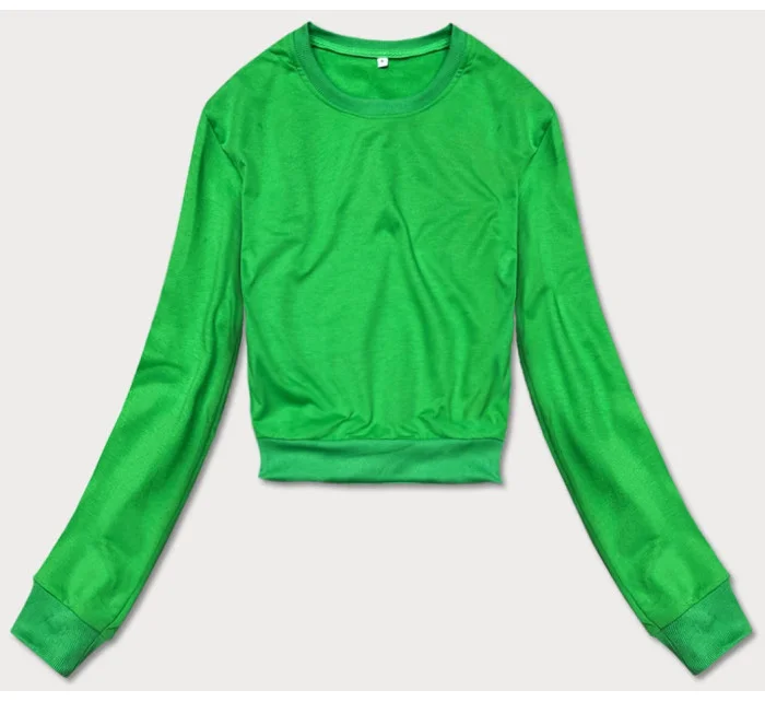 Tenká krátká zelená dámská tepláková mikina model 18378938 - J.STYLE Tenká krátká zelená dámská tepláková mikina model 18378938 - J.STYLE