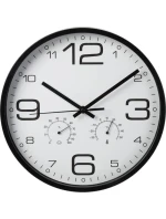 NÁSTENNÉ HODINY 30CM S TEPLOMEROM ČIERNE