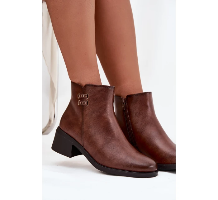 dámské kotníčkové boty na klínku hnědé model 21711943 - EVENTO