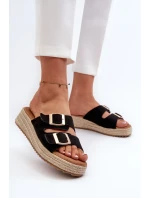 Dámske papuče s opleteným eko semišom čierne Zaloemi