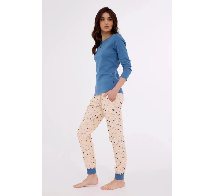 Dámske pyžamo Sammy 723/380 Džínsy modré s béžovým vzorom - Cornette