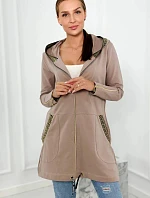 Dámska dlhšia mikina s ozdobnou stuhou 9320 Beige - K-Fashion