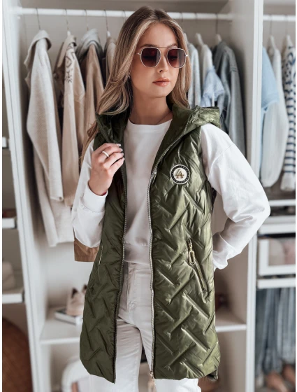 Dámská přechodná prošívaná vesta zelená Dstreet model 21984386 - FashionStreet