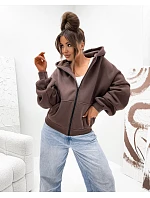 Teplá mikina oversize s kapucí, čokoládová model 22365559 - Moon