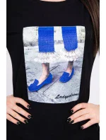 3D grafické šaty so zirkónmi čiernej