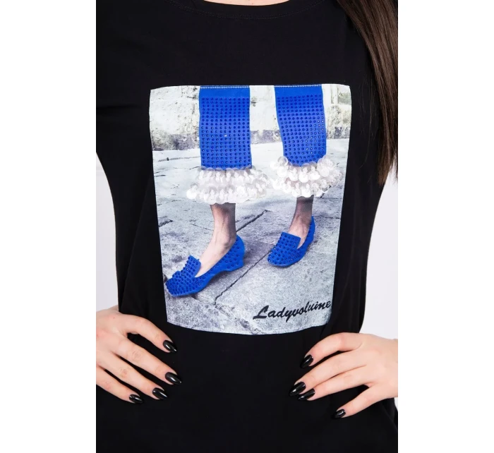 3D grafické šaty so zirkónmi čiernej