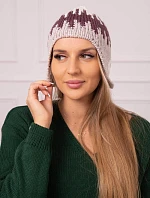 Dámska čiapka Nikol K405 biela+tmavo fialová+béžová