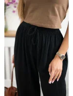 Mušelínové kalhoty se širokou nohavicí černý Mušelínové kalhoty se širokou nohavicí černý