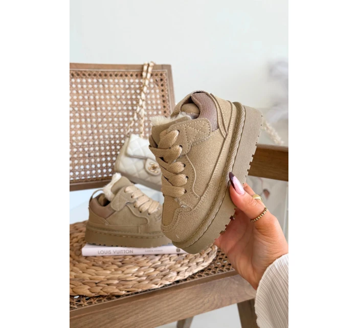 Dětské tenisky vyhřívané plyšovým kožíškem Béžové Mireen Dětské tenisky vyhřívané plyšovým kožíškem Béžové Mireen