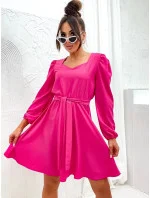 Elegantné šaty s rozšíreným spodným dielom vo fuchsiovej farbe (8249)